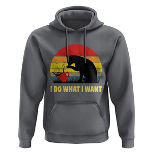 Funny Black Cat Hoodie I Do What I Want Vintage Coffe Cup TS11 Charcoal Print Your Wear