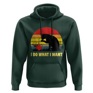 Funny Black Cat Hoodie I Do What I Want Vintage Coffe Cup TS11 Dark Forest Green Print Your Wear