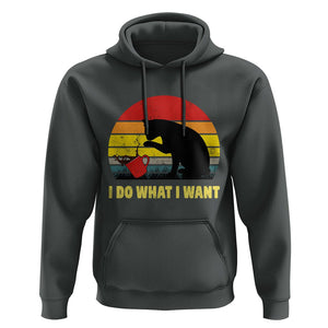 Funny Black Cat Hoodie I Do What I Want Vintage Coffe Cup TS11 Dark Heather Print Your Wear
