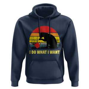 Funny Black Cat Hoodie I Do What I Want Vintage Coffe Cup TS11 Navy Print Your Wear