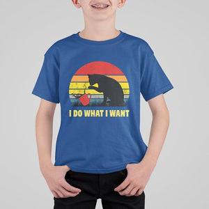 Funny Black Cat T Shirt For Kid I Do What I Want Vintage Coffe Cup TS11 Royal Blue Print Your Wear