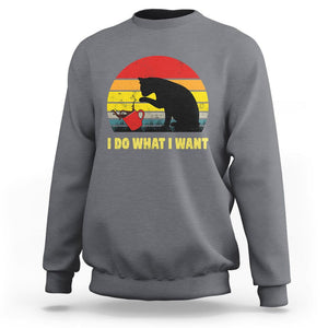 Funny Black Cat Sweatshirt I Do What I Want Vintage Coffe Cup TS11 Charcoal Print Your Wear
