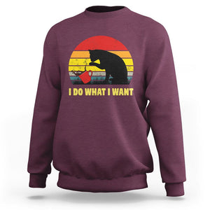 Funny Black Cat Sweatshirt I Do What I Want Vintage Coffe Cup TS11 Maroon Print Your Wear