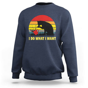 Funny Black Cat Sweatshirt I Do What I Want Vintage Coffe Cup TS11 Navy Print Your Wear