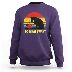 Funny Black Cat Sweatshirt I Do What I Want Vintage Coffe Cup TS11 Purple Print Your Wear