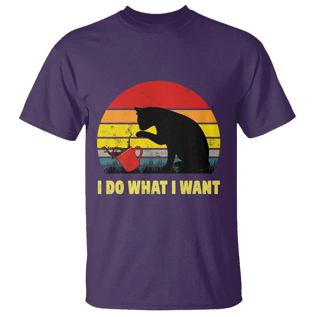Funny Black Cat T Shirt I Do What I Want Vintage Coffe Cup TS11 Purple Print Your Wear