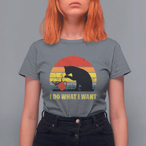 Funny Black Cat T Shirt For Women I Do What I Want Vintage Coffe Cup TS11 Charcoal Print Your Wear
