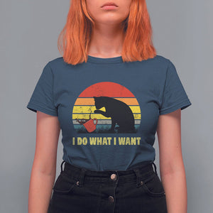 Funny Black Cat T Shirt For Women I Do What I Want Vintage Coffe Cup TS11 Navy Print Your Wear