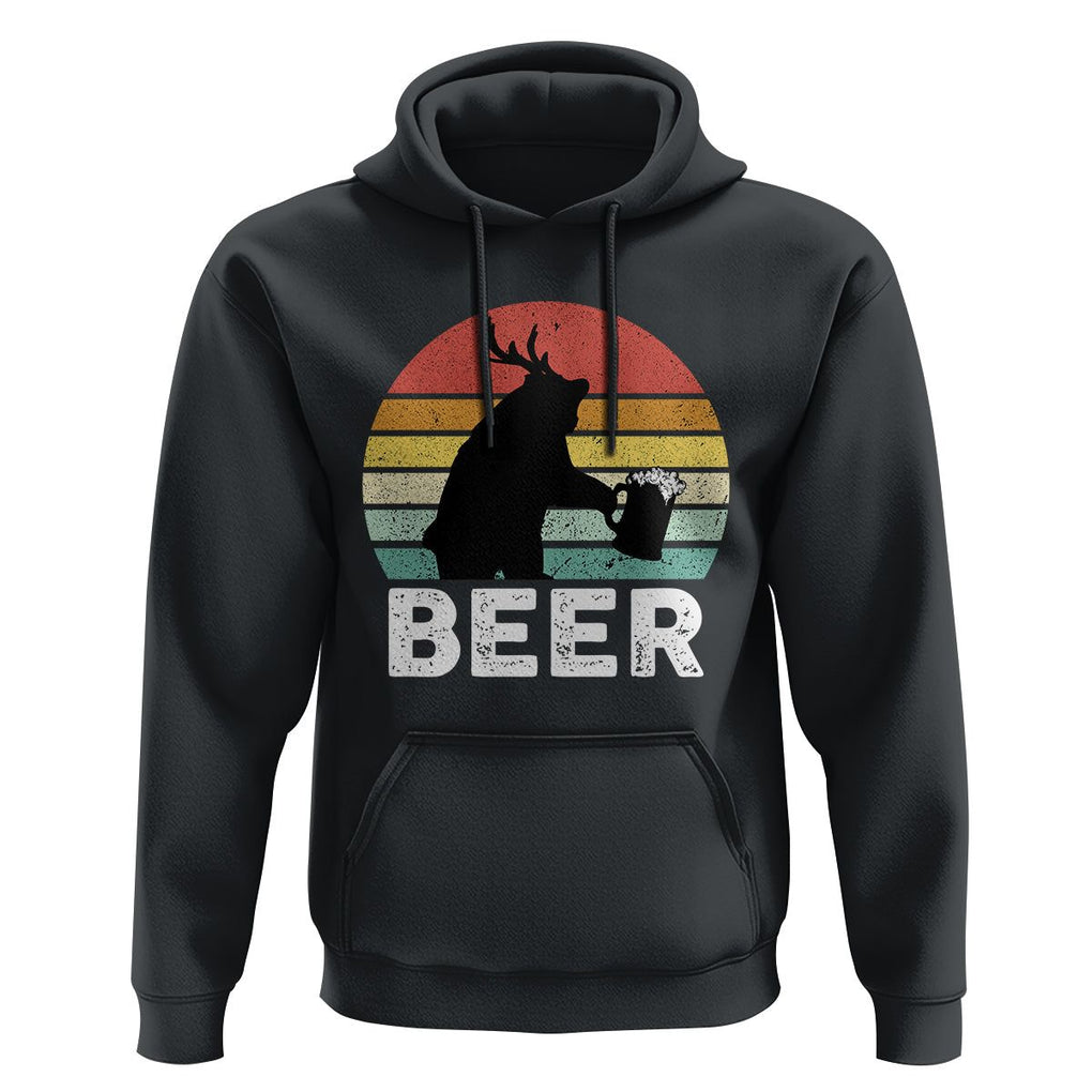 Funny Bear Deer Hoodie Vintage Retro Beer Mug TS11 Black Print Your Wear