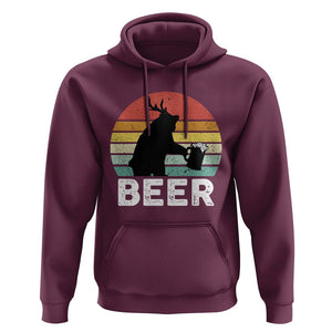 Funny Bear Deer Hoodie Vintage Retro Beer Mug TS11 Maroon Print Your Wear