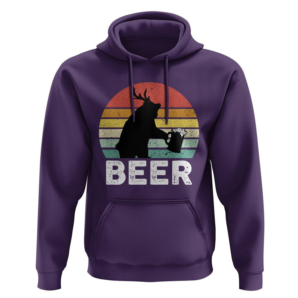 Funny Bear Deer Hoodie Vintage Retro Beer Mug TS11 Purple Print Your Wear