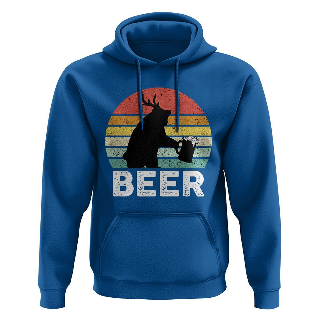 Funny Bear Deer Hoodie Vintage Retro Beer Mug TS11 Royal Blue Print Your Wear