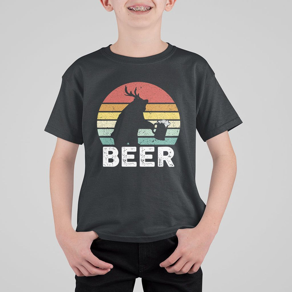 Funny Bear Deer T Shirt For Kid Vintage Retro Beer Mug TS11 Black Print Your Wear