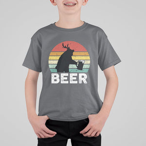 Funny Bear Deer T Shirt For Kid Vintage Retro Beer Mug TS11 Charcoal Print Your Wear
