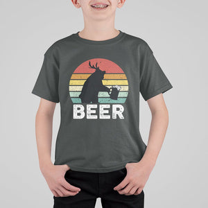 Funny Bear Deer T Shirt For Kid Vintage Retro Beer Mug TS11 Dark Heather Print Your Wear