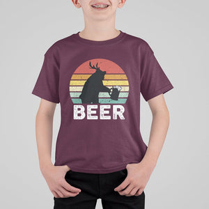 Funny Bear Deer T Shirt For Kid Vintage Retro Beer Mug TS11 Maroon Print Your Wear