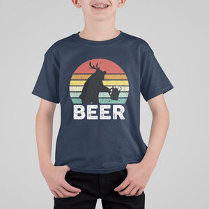 Funny Bear Deer T Shirt For Kid Vintage Retro Beer Mug TS11 Navy Print Your Wear