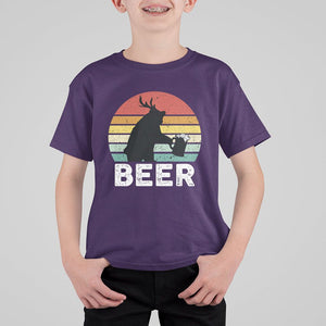 Funny Bear Deer T Shirt For Kid Vintage Retro Beer Mug TS11 Purple Print Your Wear
