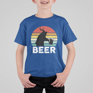 Funny Bear Deer T Shirt For Kid Vintage Retro Beer Mug TS11 Royal Blue Print Your Wear