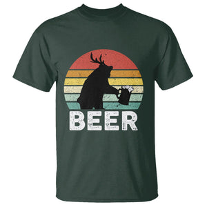 Funny Bear Deer T Shirt Vintage Retro Beer Mug TS11 Dark Forest Green Print Your Wear