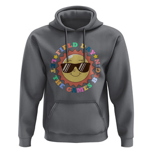 Field Day Hoodie Let The Games Begin Retro Groovy Smile Face Sunshine TS11 Charcoal Print Your Wear