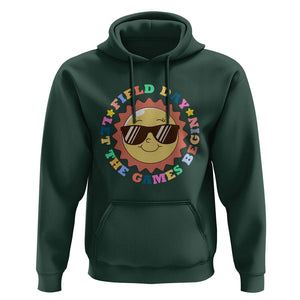 Field Day Hoodie Let The Games Begin Retro Groovy Smile Face Sunshine TS11 Dark Forest Green Print Your Wear