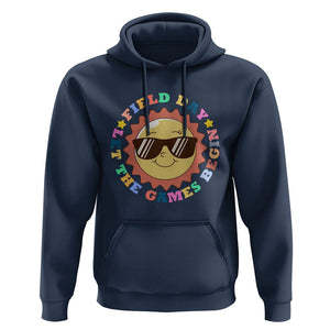 Field Day Hoodie Let The Games Begin Retro Groovy Smile Face Sunshine TS11 Navy Print Your Wear