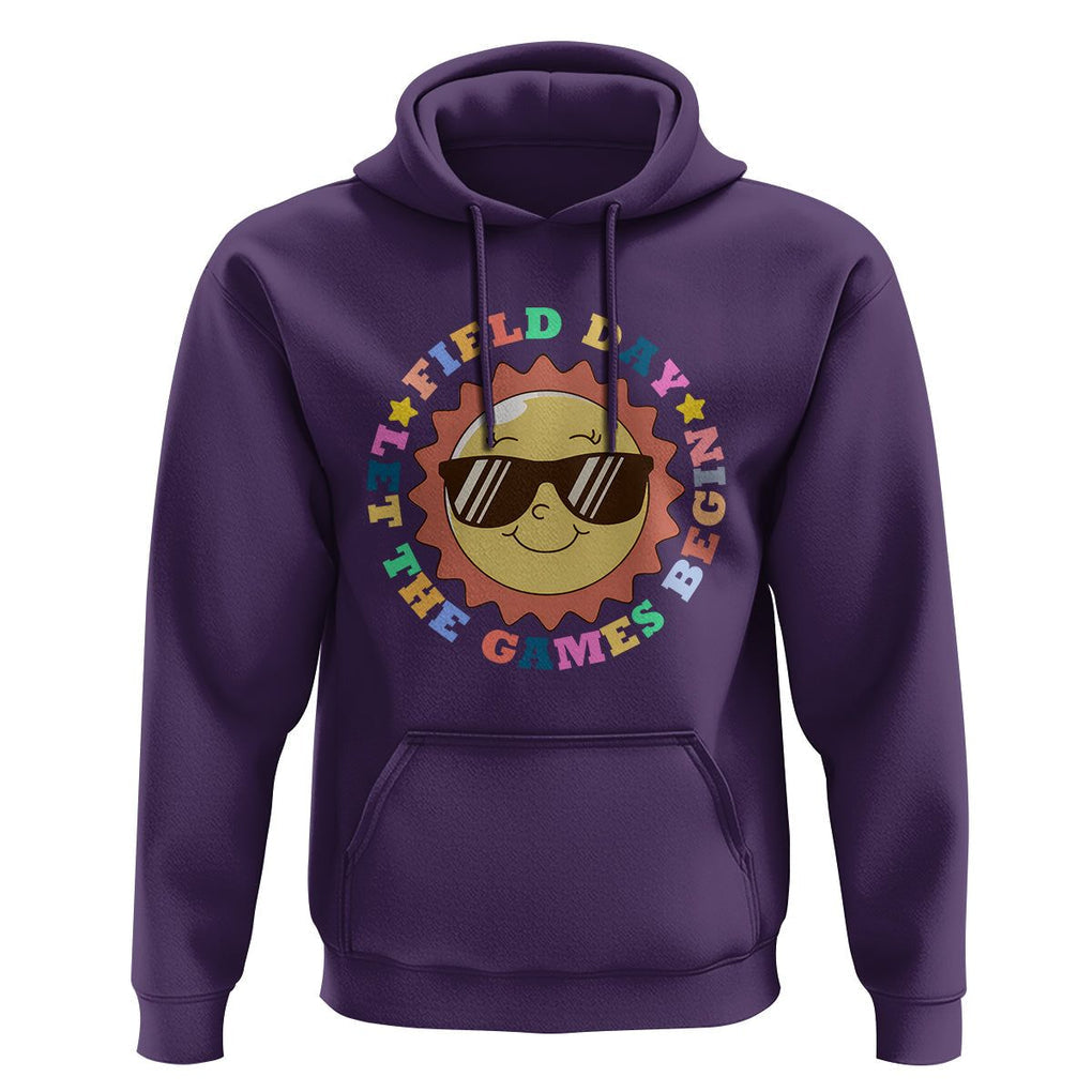 Field Day Hoodie Let The Games Begin Retro Groovy Smile Face Sunshine TS11 Purple Print Your Wear