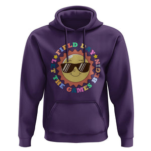 Field Day Hoodie Let The Games Begin Retro Groovy Smile Face Sunshine TS11 Purple Print Your Wear