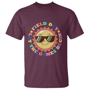 Field Day T Shirt Let The Games Begin Retro Groovy Smile Face Sunshine TS11 Maroon Print Your Wear