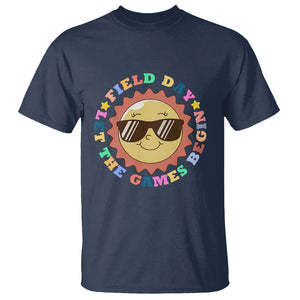 Field Day T Shirt Let The Games Begin Retro Groovy Smile Face Sunshine TS11 Navy Print Your Wear
