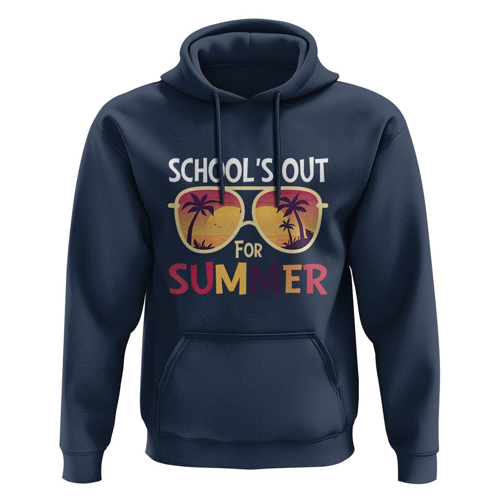 Schools Out For Summer Hoodie End Of School Retro Sunglasses Summer Vacation TS11 Navy Print Your Wear