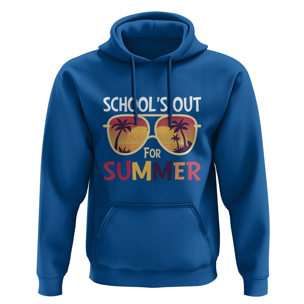 Schools Out For Summer Hoodie End Of School Retro Sunglasses Summer Vacation TS11 Royal Blue Print Your Wear