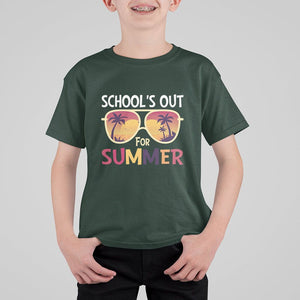 Schools Out For Summer T Shirt For Kid End Of School Retro Sunglasses Summer Vacation TS11 Dark Forest Green Print Your Wear