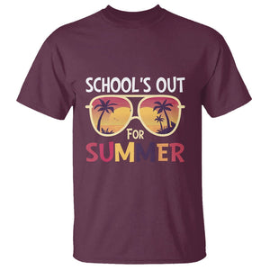 Schools Out For Summer T Shirt End Of School Retro Sunglasses Summer Vacation TS11 Maroon Print Your Wear