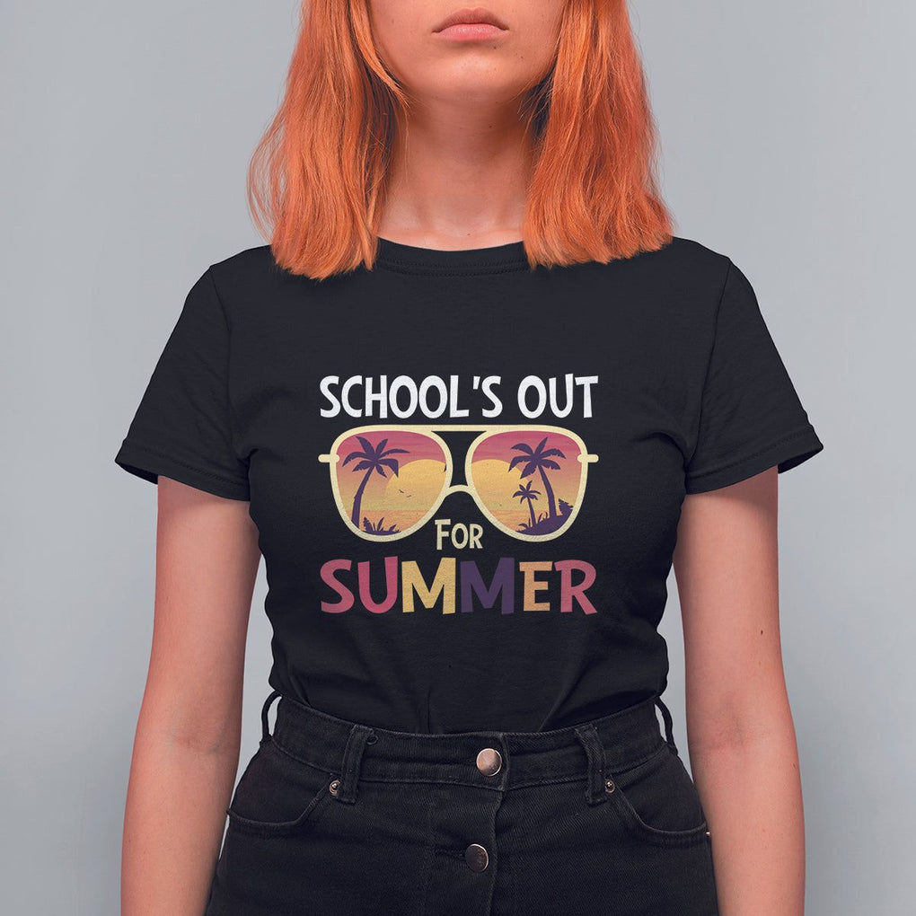 Schools Out For Summer T Shirt For Women End Of School Retro Sunglasses Summer Vacation TS11 Black Print Your Wear
