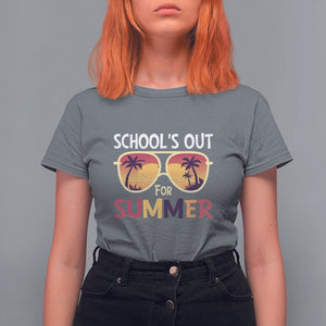 Schools Out For Summer T Shirt For Women End Of School Retro Sunglasses Summer Vacation TS11 Charcoal Print Your Wear