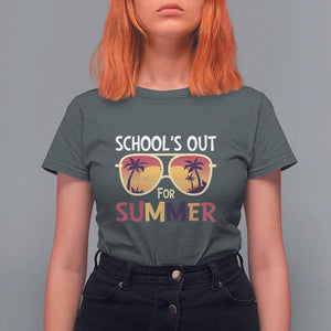 Schools Out For Summer T Shirt For Women End Of School Retro Sunglasses Summer Vacation TS11 Dark Heather Print Your Wear
