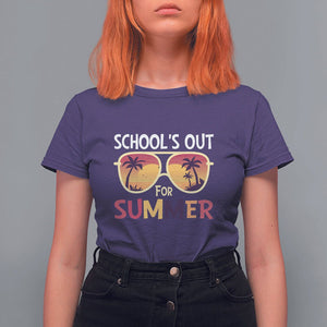 Schools Out For Summer T Shirt For Women End Of School Retro Sunglasses Summer Vacation TS11 Purple Print Your Wear