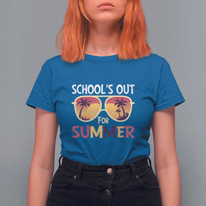 Schools Out For Summer T Shirt For Women End Of School Retro Sunglasses Summer Vacation TS11 Royal Blue Print Your Wear