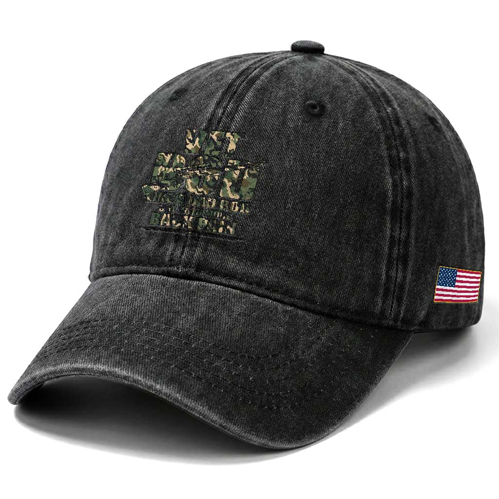 Funny Veteran Vet Bod Like A Dad Bod But With More Back Pain Washed Cotton Baseball Cap