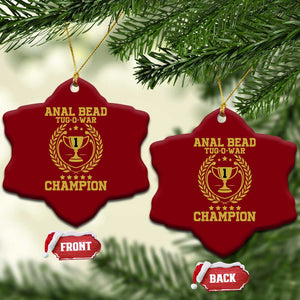 Funny #1 Anal Bead Tug O War Champion Ceramic Ornament Adult Humor Cringe - Print Your Wear