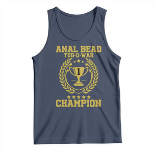 Funny #1 Anal Bead Tug O War Champion Tank Top Adult Humor Cringe - PrintYourWear Size: XS Color: Navy