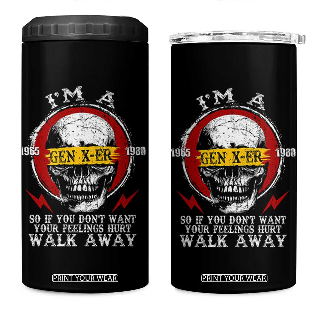 Funny I Am A Gen X-er 4 in 1 Can Cooler Tumbler So If You Dont Want Your Feeling Hurt Walk Away Vintage Skull TS11 One Size: 16 oz Black Print Your Wear