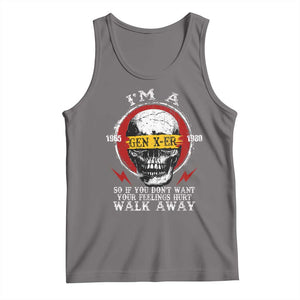 Funny I Am A Gen X-er Tank Top So If You Dont Want Your Feeling Hurt Walk Away Vintage Skull TS11 Deep Heather Print Your Wear