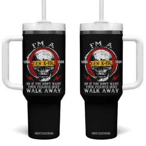 Funny I Am A Gen X-er Tumbler With Handle So If You Dont Want Your Feeling Hurt Walk Away Vintage Skull TS11 One Size: 40 oz Black Print Your Wear