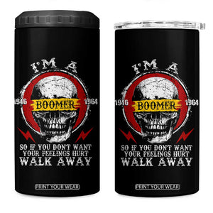 Funny I Am A Boomer 4 in 1 Can Cooler Tumbler So If You Dont Want Your Feeling Hurt Walk Away Vintage Skull TS11 One Size: 16 oz Black Print Your Wear