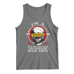 Funny I Am A Boomer Tank Top So If You Dont Want Your Feeling Hurt Walk Away Vintage Skull TS11 Black Heather Print Your Wear