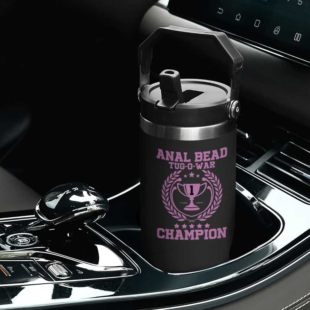 Funny #1 Anal Bead Tug O War Champion Flip Straw Tumbler Pink Adult Humor Cringe - Print Your Wear
