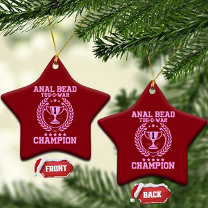 Funny #1 Anal Bead Tug O War Champion Ceramic Ornament Pink Adult Humor Cringe - Print Your Wear